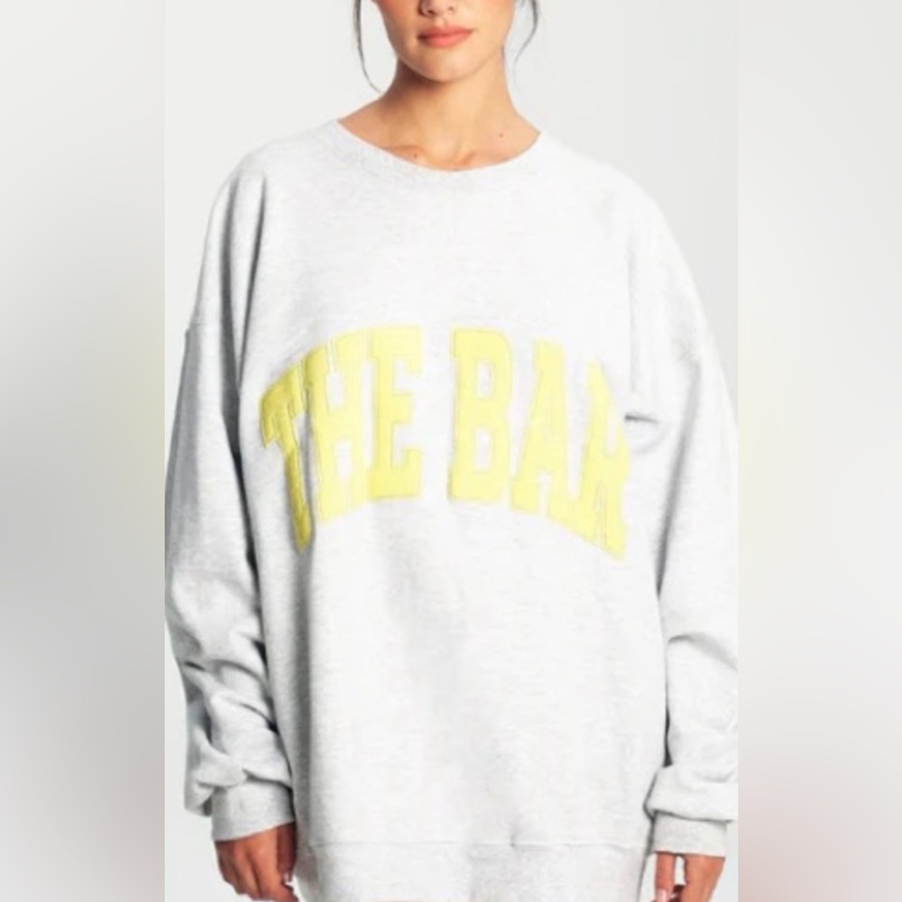 NEW The Bar Heather Gray, Lemon Crewneck. Oversized, size Medium
